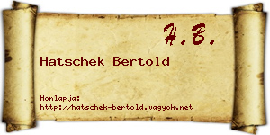 Hatschek Bertold névjegykártya